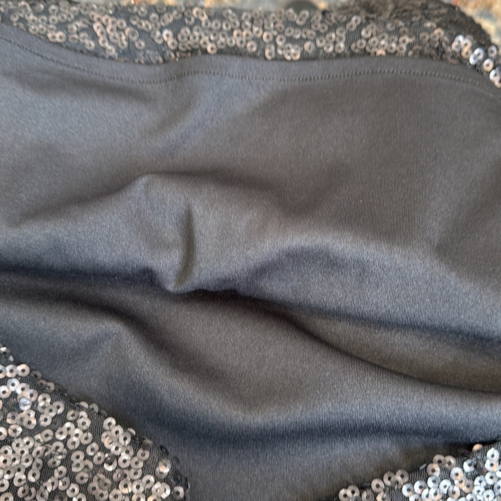 Bisou Bisou NWT Black Sequin Mini Skirt | Straight Fit | Fully Lined | Size L - Picture 2 of 2